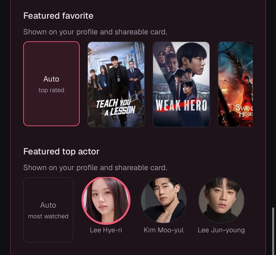 The favorite drama and top actor picker, right in the app